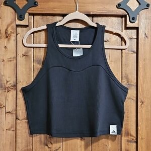 Adidas Black Ribbed Tight Fit Tank Top Size XL